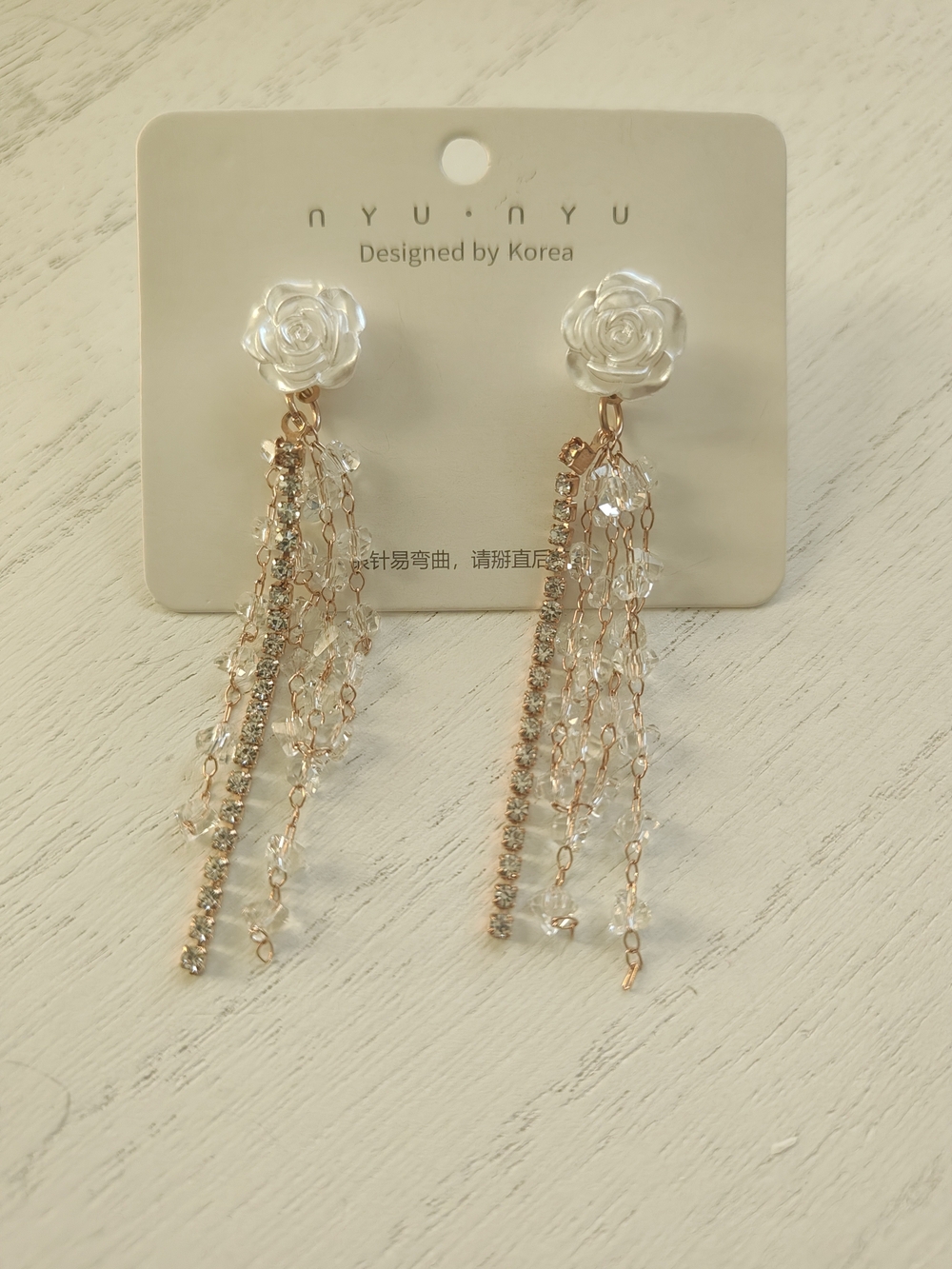 Drop Earrings in Clear and Rose Gold